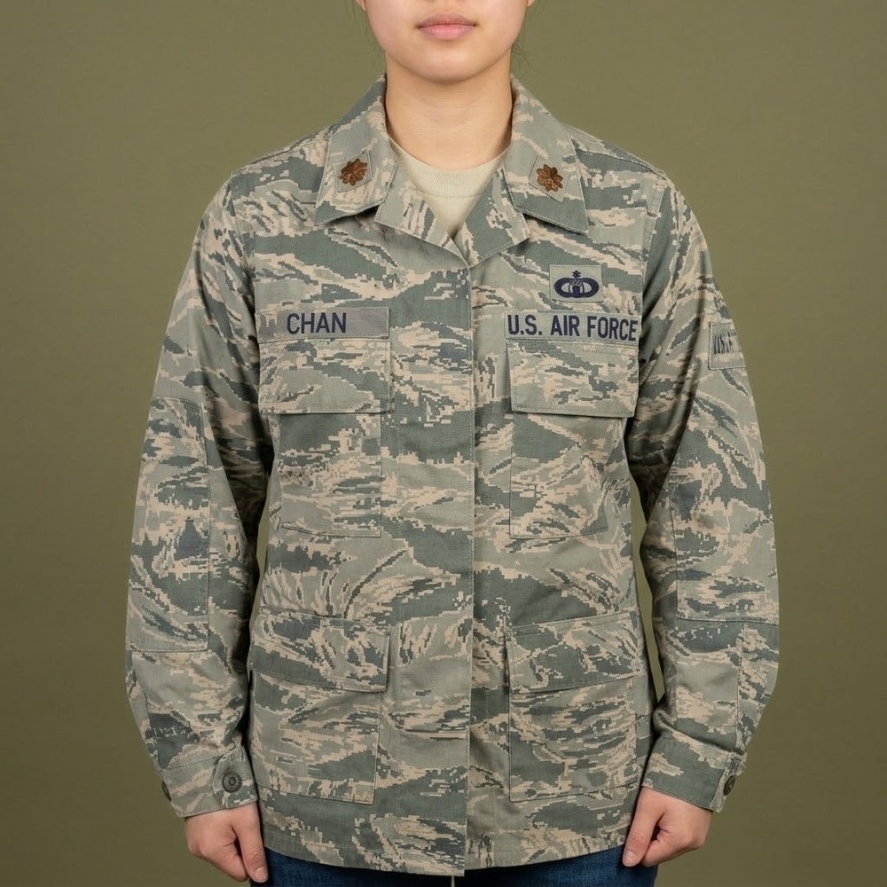 US Air Force DSCP ABU Camo Military Shirt Jacket Womens 4R Tiger Stripe EUC
